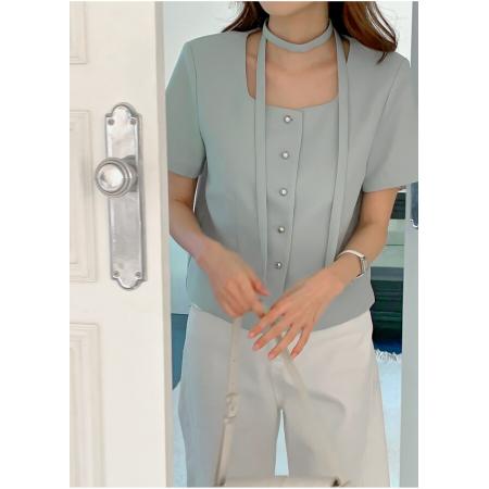 韩国chic法式圆领飘带单排扣粗纺小香风外套上衣 服裝批發女裝批發服飾貨源