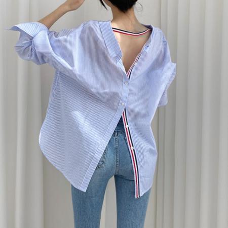 BY12739# 韩国chic设计感前后两穿衬衣 服裝批發女裝批發服飾貨源