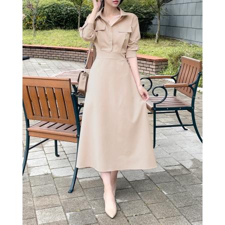 韩国chic气质精致收腰显瘦连衣裙 服裝批發女裝批發服飾貨源