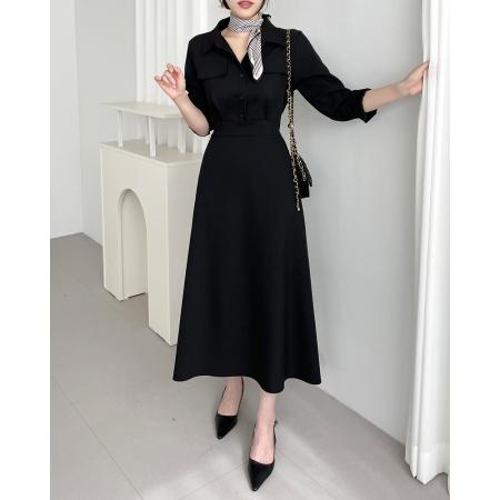 韩国chic气质精致收腰显瘦连衣裙 服裝批發女裝批發服飾貨源