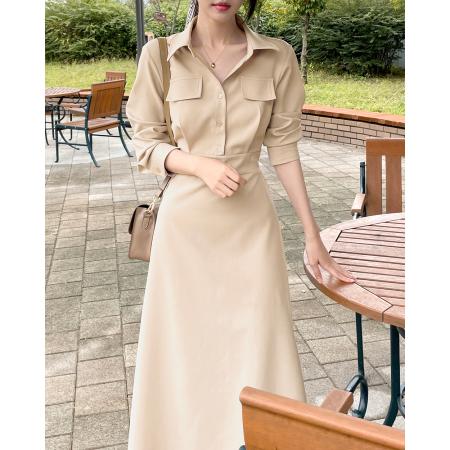 韩国chic气质精致收腰显瘦连衣裙 服裝批發女裝批發服飾貨源