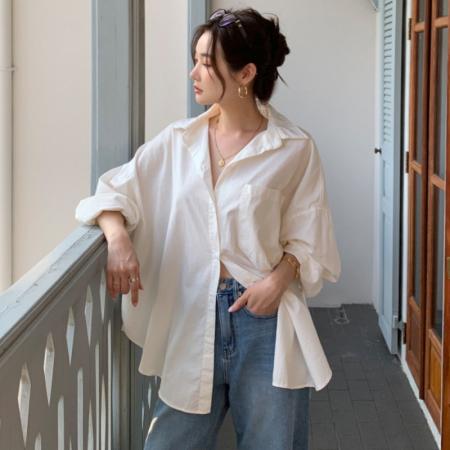 韩国chic法式休闲宽松百搭衬衣 服裝批發女裝批發服飾貨源