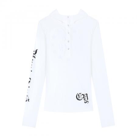 +原版质量设计感星星印花连帽长袖T恤防晒上衣 服裝批發女裝批發服飾貨源