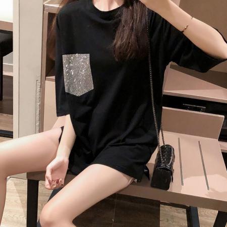 纯棉欧洲站重工卡通烫钻宽松短袖t恤女ins潮新款夏季韩版上衣服 服裝批發女裝批發服飾貨源