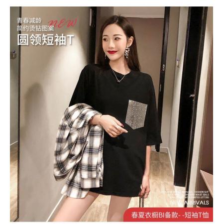 纯棉欧洲站重工卡通烫钻宽松短袖t恤女ins潮新款夏季韩版上衣服 服裝批發女裝批發服飾貨源