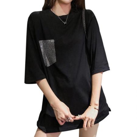 纯棉欧洲站重工卡通烫钻宽松短袖t恤女ins潮新款夏季韩版上衣服 服裝批發女裝批發服飾貨源