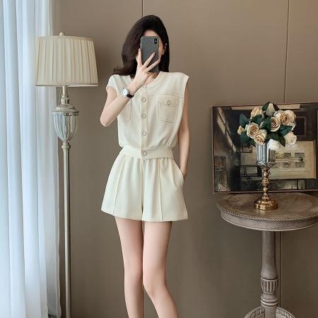 韩系学院风今年流行休闲套装女夏新款高级松弛感小个子短裤两件套 服裝批發女裝批發服飾貨源