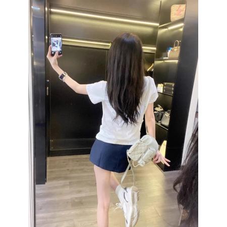 纯棉韩系学院风刺绣圆领字母短袖T恤女夏季高级感半身裙时尚套装 服裝批發女裝批發服飾貨源