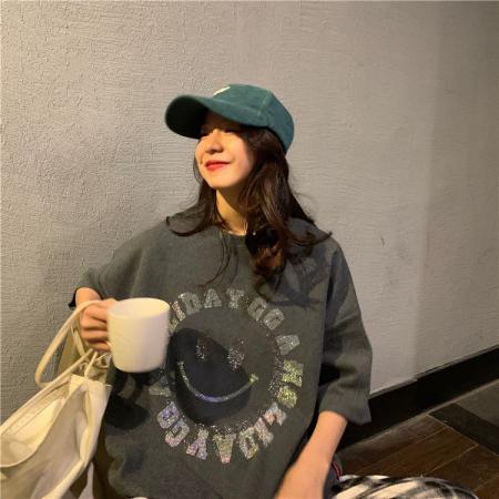 纯棉欧洲站重工卡通烫钻宽松短袖t恤女ins潮新款夏季韩版上衣服 服裝批發女裝批發服飾貨源