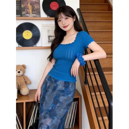 气质一整套ootd穿搭夏季温柔风巨好看针织上衣半身裙两件套装 服裝批發女裝批發服飾貨源