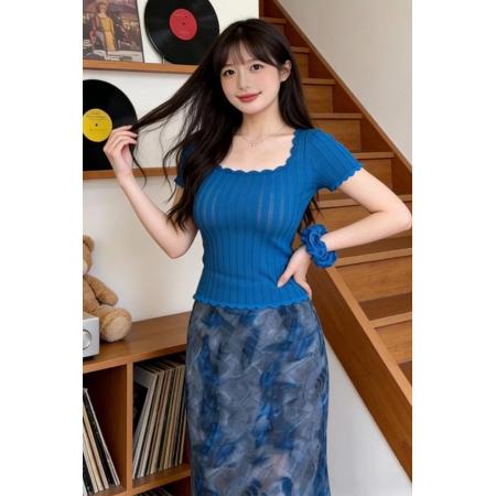 气质一整套ootd穿搭夏季温柔风巨好看针织上衣半身裙两件套装 服裝批發女裝批發服飾貨源