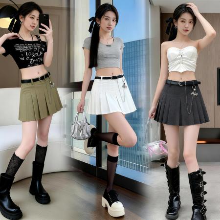 BY12786# 百褶裙半身裙新款高腰牛仔裙短裙A字裙包臀裙裙子半裙潮 服裝批發女裝批發服飾貨源