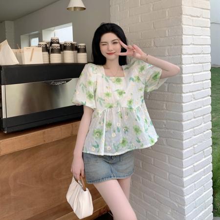 BY12806# 夏胖MM刺绣上衣白色设计感套头百搭洋气镂空短袖衫M-4XL200斤 服裝批發女裝批發服飾貨源