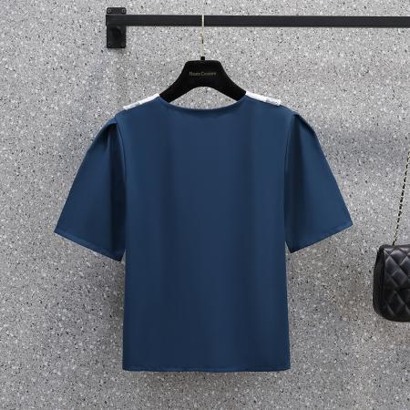 BY12808# 夏季法式娃娃领短款上衣甜美宽松大码女装衬衫M-4XL200斤 服裝批發女裝批發服飾貨源