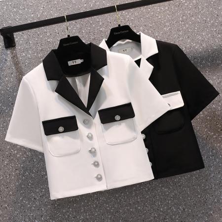 BY12810# 夏装新款大码女装胖MM气质名媛高级小香风西装上衣M-4XL200斤 服裝批發女裝批發服飾貨源