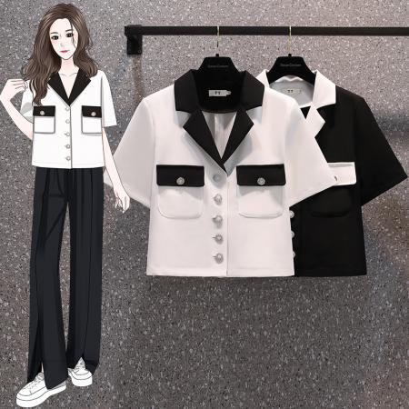 BY12810# 夏装新款大码女装胖MM气质名媛高级小香风西装上衣M-4XL200斤 服裝批發女裝批發服飾貨源