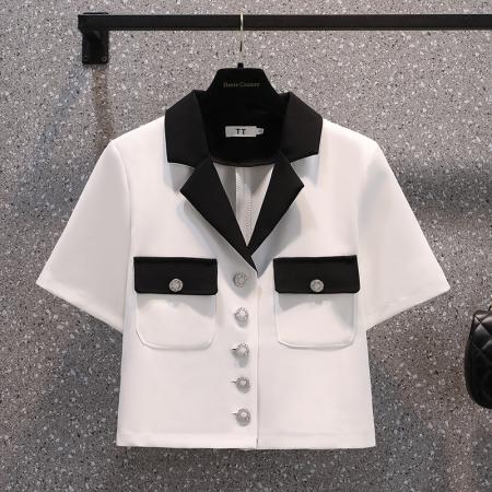 BY12810# 夏装新款大码女装胖MM气质名媛高级小香风西装上衣M-4XL200斤 服裝批發女裝批發服飾貨源