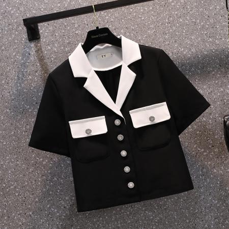 BY12810# 夏装新款大码女装胖MM气质名媛高级小香风西装上衣M-4XL200斤 服裝批發女裝批發服飾貨源