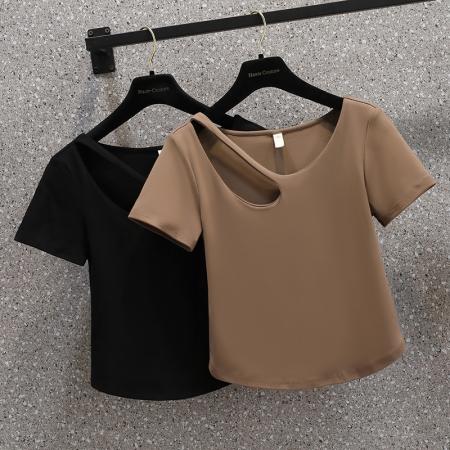 夏季大码胖MM设计感镂空性感短...