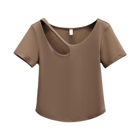 BY12811# 夏季大码胖MM设计感镂空性感短袖T恤修身显瘦上衣M-4XL200斤 服裝批發女裝批發服飾貨源