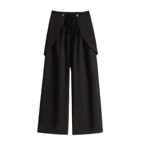 BY12818# 夏新款大码宽松直筒八分薄款女裤胖MM休闲松紧腰阔腿九分女裤 服裝批發女裝批發服飾貨源