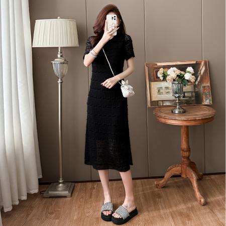 蕾丝花边连衣裙简约时尚遮肉显瘦...