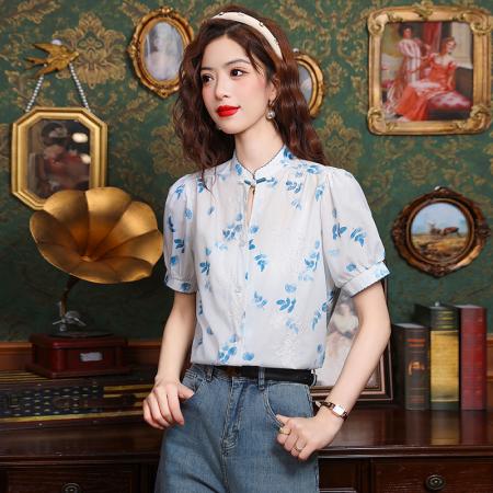 BY12839# 夏季新款设计感国风衬衫新中式小衫女 服裝批發女裝批發服飾貨源
