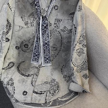 BY12845# 秋季重工新款烫钻牛仔长袖衬衫外套女宽松休闲时尚中长款上衣 服裝批發女裝批發服飾貨源