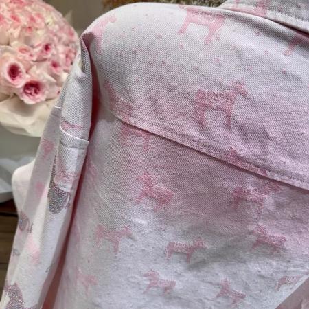 BY12846# 春秋新款烫钻小马设计感牛仔长袖衬衫外套女宽松时尚休闲上衣 服裝批發女裝批發服飾貨源