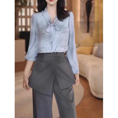 BY12849# 长袖衬衫女春秋新款韩版宽松海军领时尚衬衣设计感洋气上衣潮 服裝批發女裝批發服飾貨源