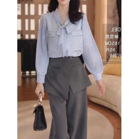 BY12849# 长袖衬衫女春秋新款韩版宽松海军领时尚衬衣设计感洋气上衣潮 服裝批發女裝批發服飾貨源