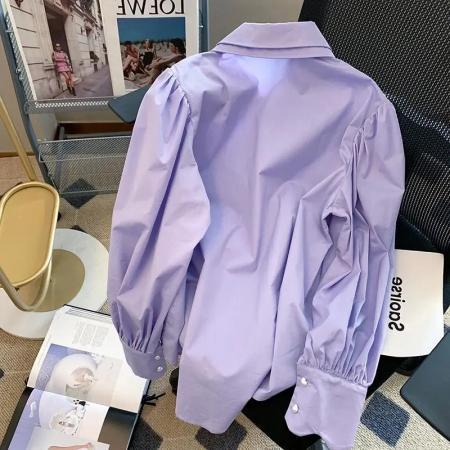 BY12854# 新款女装设计感小众Polo领刺绣衬衫女 服裝批發女裝批發服飾貨源