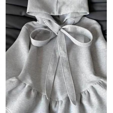 蝴蝶结连帽卫衣新款设计宽松花苞随萃上衣衣服女春秋款 服裝批發女裝批發服飾貨源