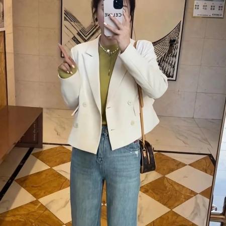 BY12856# 西装外套女春秋装新款韩版高级感小个子炸街休闲黑色西服上衣 服裝批發女裝批發服飾貨源