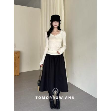 BY12857# 长袖新款T恤韩版时尚百搭设计蕾丝拼接洋气显瘦 服裝批發女裝批發服飾貨源