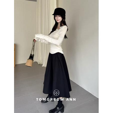 BY12857# 长袖新款T恤韩版时尚百搭设计蕾丝拼接洋气显瘦 服裝批發女裝批發服飾貨源