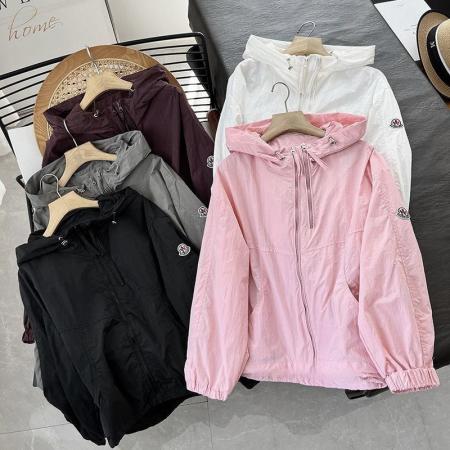 高级长袖连帽防晒衣女夏季新款薄款双拉链防晒衫外套 服裝批發女裝批發服飾貨源