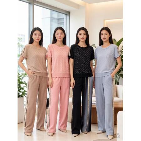 BY12869# 夏季运动服套装女新款时尚烫钻韩系慵懒潮牌短袖薄款休闲衣服 服裝批發女裝批發服飾貨源