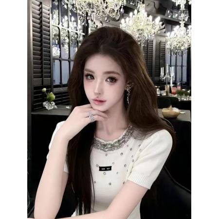 BY12870# 撞色圆领条纹针织长袖t恤女春夏季新款时尚宽松休闲百搭上衣 服裝批發女裝批發服飾貨源