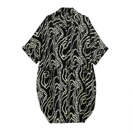 BY12882# 夏季新款韩版胖MM大码POLO领遮肉衬衫连衣裙中长款休闲宽松型 服裝批發女裝批發服飾貨源