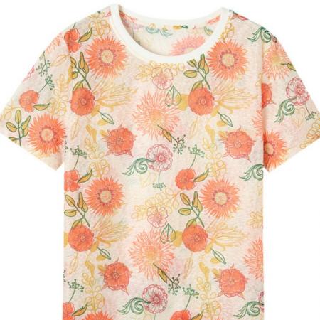 BY12900# 时尚印花圆领短袖T恤女夏季新款设计感小众宽松休闲上衣体恤 服裝批發女裝批發服飾貨源