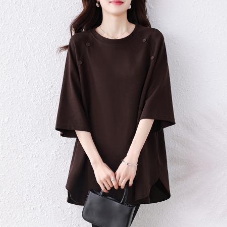 BY12903# 夏新款大码女装胖mm简约时尚宽松遮肉显瘦上衣百搭T恤 服裝批發女裝批發服飾貨源