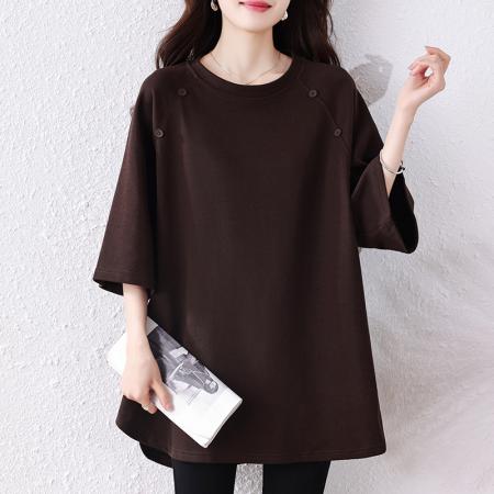 BY12903# 夏新款大码女装胖mm简约时尚宽松遮肉显瘦上衣百搭T恤 服裝批發女裝批發服飾貨源