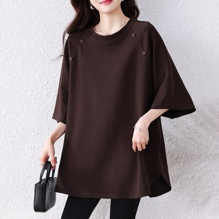 BY12903# 夏新款大码女装胖mm简约时尚宽松遮肉显瘦上衣百搭T恤 服裝批發女裝批發服飾貨源