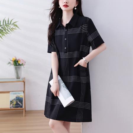 BY12905# 大码女装夏装新款洋气韩版胖MM裙遮肉时尚连衣裙宽松显瘦 服裝批發女裝批發服飾貨源