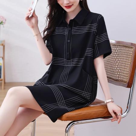 BY12905# 大码女装夏装新款洋气韩版胖MM裙遮肉时尚连衣裙宽松显瘦 服裝批發女裝批發服飾貨源