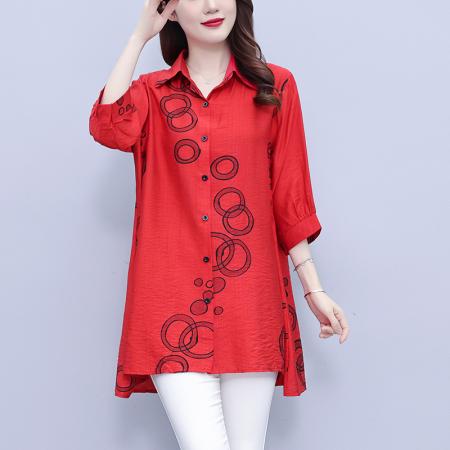 BY12906# 大码女装夏装新款洋气印花时尚胖MM气质衬衣休闲宽松型上衣 服裝批發女裝批發服飾貨源