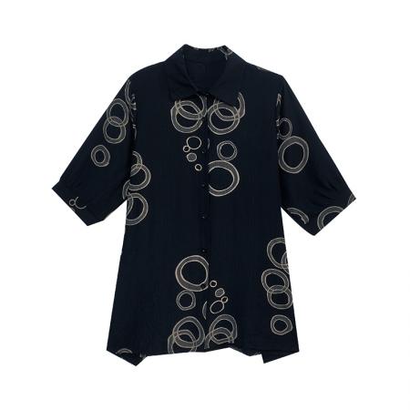 BY12906# 大码女装夏装新款洋气印花时尚胖MM气质衬衣休闲宽松型上衣 服裝批發女裝批發服飾貨源