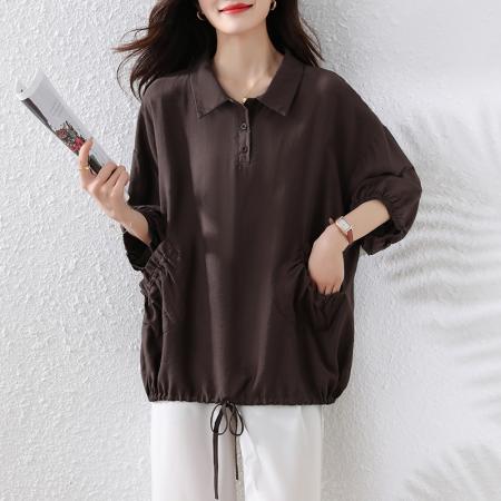 BY12907# 夏装新款时尚简约宽松型胖MM洋气衬衫气质显瘦大码上衣 服裝批發女裝批發服飾貨源