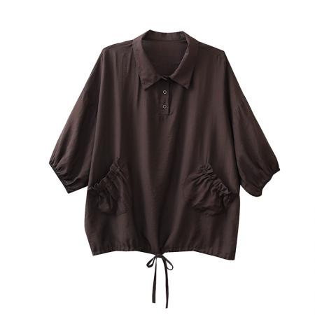 BY12907# 夏装新款时尚简约宽松型胖MM洋气衬衫气质显瘦大码上衣 服裝批發女裝批發服飾貨源